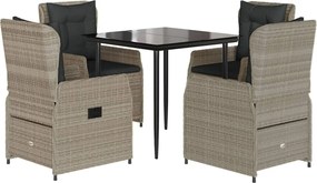 vidaXL Set mobilier de grădină cu perne, 5 piese gri deschis poliratan