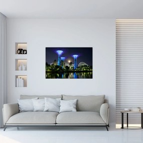 Tablou cu lună plină în grădinile din Singapur (90x60 cm)