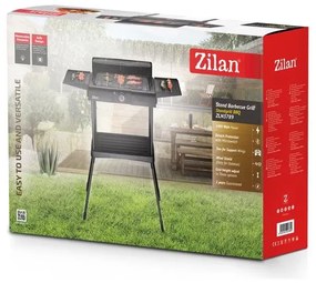 Gratar electric pe suport Zilan ZLN 3789, 2400W, 43x28 cm, Protectie vant, Reglarea gratarului, Negru