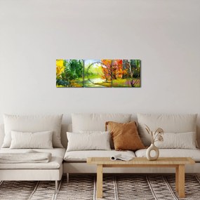 Tablou - Peisaj - pictură (cu ceas) (90x30 cm)