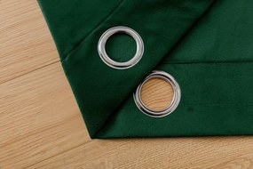 Draperie opaca verde inchis VELVET 140x250 cm Agatat: Inele metalice
