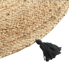 Covor negru-natural rotund ø 120 cm Shira – douceur d'intérieur