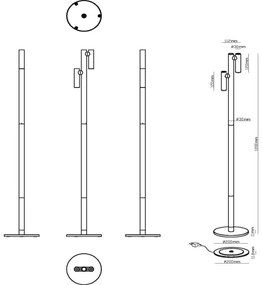Lampadar LED reîncărcabil dimabil de exterior Lucide 27703/04/30 ANTRIM 2xLED/2,2W/4V IP54 negru