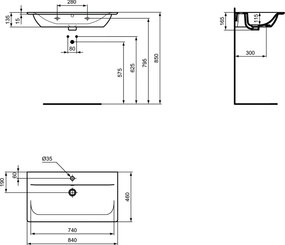 Lavoar Ideal Standard Connect Air, montare pe mobilier - E027901