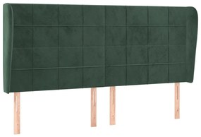 3118013 vidaXL Tăblie pat cu aripioare verde închis 163x23x118/128 cm catifea