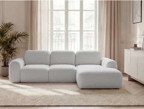 Colțar gri deschis extensibil/cu spațiu de depozitare cu tapițerie din țesătură bouclé (cu colț pe partea dreaptă/cu șezlong) Montaigne – Bobochic Paris