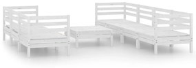 3082513 vidaXL Set mobilier de grădină, 8 piese, alb, lemn masiv de pin