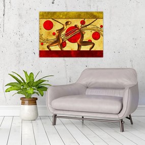 Tablou pe sticlă abstract cu două femei (70x50 cm)