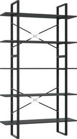 vidaXL Bibliotecă cu 5 rafturi, gri, 100x30x175 cm, lemn prelucrat