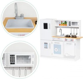 Bucătărie pentru copii din lemn cu lumină led + accesorii