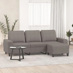 vidaXL Canapea cu 3 locuri și taburet, taupe, 180 cm, material textil