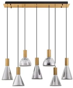 Lustra moderna cu 7 pendule LED, Metal, Sticla, Fumuriu, Voi