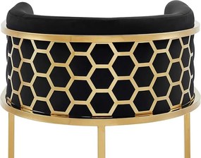 Scaun de bar ELEGANCE catifea neagra, otel inoxidabil auriu