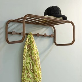 Cuier de perete maro închis cu raft din metal 72 cm Retro – Spinder Design