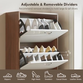 HOMCOM Dulap pentru Pantofi cu 5 Sertare pentru 30 Perechi de Pantofi,  60x28x189 cm, Maro | Aosom Romania