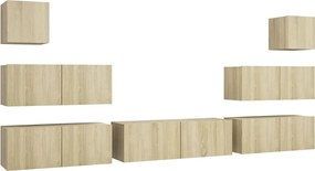 vidaXL Set dulapuri TV, 7 piese, stejar sonoma, lemn prelucrat
