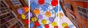 Tablou - Umbrele colorate (cu ceas) (90x30 cm)