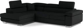 Colțar negru extensibil/cu spațiu de depozitare (cu colț pe partea stângă/în formă de ”L”) Anton – ELTAP