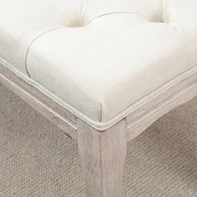 HOMCOM Bancă de Pat Vintage cu Butoni, Bancă Capitonată cu Picioare din Lemn, 110x40x48 cm, Bej | Aosom Romania