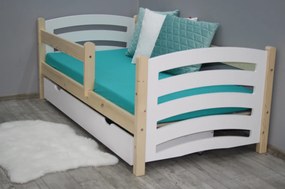 Pat pentru copii MELA 80 x 160 cm, alb–pin Saltea: saltea EASYSOFT 8 cm, Somiera: cu somiera din lamele