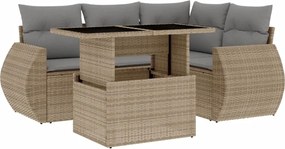 vidaXL Set canapele de grădină cu perne, 5 piese, bej, poliratan