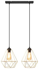 Lustră pe cablu KARO 2xE27/15W/230V auriu/negru