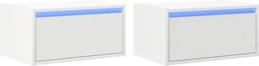 vidaXL Noptiere montate pe perete cu lumini LED, 2 buc., alb