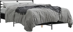 vidaXL Cadru de pat, negru, 140x200 cm, lemn prelucrat și metal