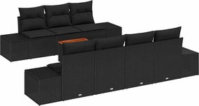 vidaXL Set de canapele pentru grădină 8 pcs Negru poliratan