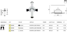 Spot LED incastrabil rotativ retractabil Focus T negru