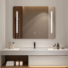 Oglinda LED Dreptunghiulara 80x60 cm, Iluminare 3 Nuanțe, Touch Control & Design Premium