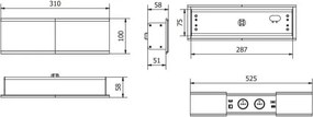 Priza incorporabila in blat Prestino GTV, 2 prize Schuko, USB A + C, HDMI, RJ45, alb, 310 x 100 mm Aluminiu  plastic, Alb, L:310 mm; l:100 mm; H:58