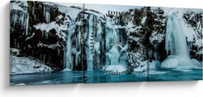 Tablou cu cascade înghețate (cu ceas) (90x30 cm)