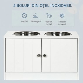 Boluri Înălțate PawHut pentru Câini Mari cu Dulap de Depozitare 44L, Suport Înălțat pentru Hrănirea Confortabilă a Câinilor | Aosom Romania