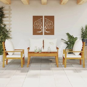 3211795 vidaXL Set mobilier de grădină cu perne, 4 piese, lemn masiv de acacia