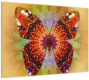 Tablou pe sticlă - Fluture etno (70x50 cm)