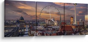 Tablou - Apus de soare în Berlin (cu ceas) (90x30 cm)