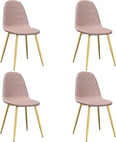vidaXL Scaune de bucătărie, 4 buc., roz, catifea