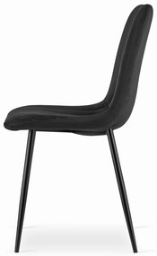 Scaun din catifea neagra LAVA cu picioare negre