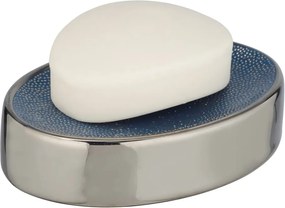Săpunieră ceramică Wenko Badi, albastru - argintiu