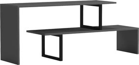 Comoda TV Lilara din melamina, culoare gri, cu picioare metalice negre, 160 x 30 x 45 cm
