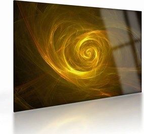 Tablou pe sticlă cu spirala abstractă în galben (70x50 cm)