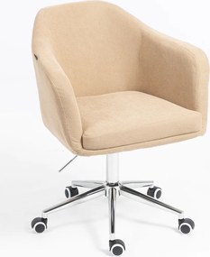 HR832K Scaun Catifea Reiată Premium culoare Bej Ghimbir cu Bază Cromata