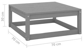 Taburet de gradina, gri, 70x70x30 cm, lemn masiv de pin Gri, suport pentru picioare, 1