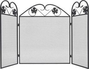 vidaXL Ecran de șemineu cu 3 panouri, negru, fier