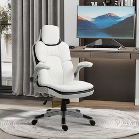 Scaun de birou ergonomic Vinsetto cu suporturi pentru brațe rabatabile, scaun de birou cu înălțime reglabilă și funcție de balans, scaun căptușit gros cu suport pentru brațe reglabil 69 x 67 x 113-121 cm | Aosom Romania