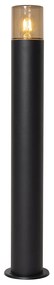 Lampă de exterior de podea neagră cu abajur fumuriu 70 cm - Odense