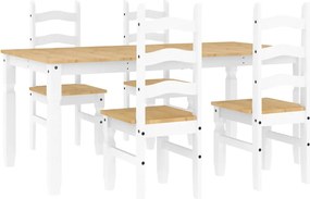 vidaXL Set de sufragerie din 5 piese Panama din lemn masiv de pin alb