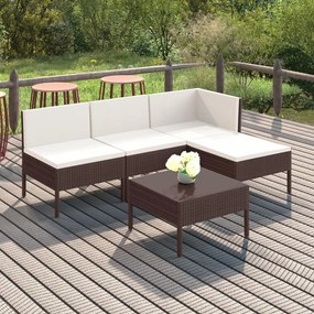 3094363 vidaXL Set mobilier de grădină cu perne, 5 piese, maro, poliratan