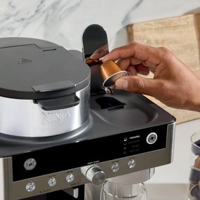 Aparat de cafea 2in1 Ninja Prestige CFN802EU, 1650 W, 19 bar, 1,8 L, 10 lungimi, 3 moduri, DualBrew, Nespresso, Negru/Otel inoxidabil